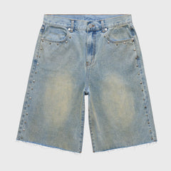 HOMME FEMME Studded Denim Shorts HFSS202470-1 Blue Stone Wash