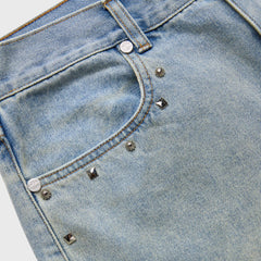 HOMME FEMME Studded Denim Shorts HFSS202470-1 Blue Stone Wash