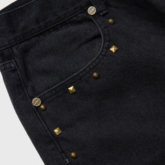 HOMME FEMME Studded Denim Shorts HFSS202470-2 Black Stone Wash