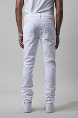 Vaqueros de mezclilla para hombre M SOCIETY con roturas y reparaciones MS-80349 BLANCO