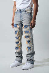 Pantalones vaqueros acampanados con rotos para hombre M SOCIETY MS-80364 AZUL TINTE