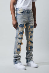 Pantalones vaqueros acampanados con rotos para hombre M SOCIETY MS-80364 AZUL TINTE