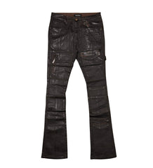 VICIOUS WAX COATED DENIM FLARED FIT VC628 BROWN