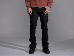 VICIOUS WAX COATED DENIM FLARED FIT VC628 BROWN