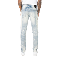 SMOKE RISE VINTAGE RIP & REPAIR JEANS JP25211 AQUARIUS BLUE