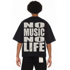 CULT OVERSIZED BOX SHORT SLEEVE HEAVY WEIGHT CREW NECK "NO MUSIC NO LIFE" TEE (625B10-K40A)