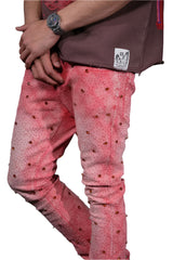 VICIOUS Vaqueros Acampanados con Adornos VC510 ROSA