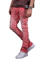 VICIOUS Vaqueros Acampanados con Adornos VC510 ROSA