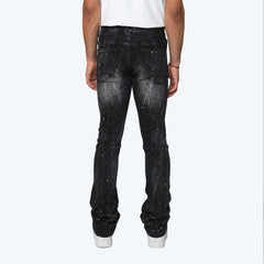 SMOKE RISE ALL RHINESTONE JEAN JP25536 HEMATITE BLACK