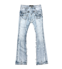 VICIOUS DOUBLE WAISTED FLARE DENIM VC.675 LIGHT BLUE