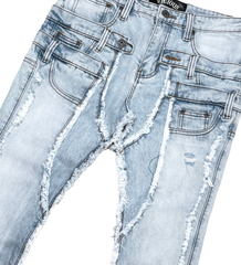 VICIOUS DOUBLE WAISTED FLARE DENIM VC.675 LIGHT BLUE