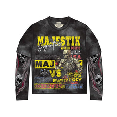 MAJESTIK MEN’S GARMENT DYED TWOFER(W/THERMAL) TW2576 BLACK