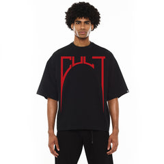 BOXY FIT SHORT SLEEVE CREW NECK "ARCH LOGO" TEE (625B12-K34A) BLACK