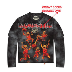 MAJESTIK MEN’S GARMENT DYED TWOFER(W/THERMAL) TW2595 BLACK