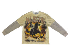 MAJESTIK MEN’S GARMENT DYED TWOFER(W/THERMAL) TW2584 EGGSHELL BLACK