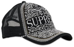 Gorra Supreme Vaquero de 5 paneles con espalda de malla negra SS25H49