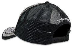 Gorra Supreme Vaquero de 5 paneles con espalda de malla negra SS25H49
