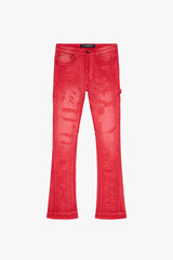 VALABASAS ZERO" LIGHT RED WASH STACKED FLARE DENIM VLBS3986 LT RED WASH