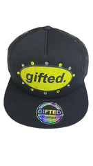 GIFTED RHINESTONE HAT  BLACK /WHITE/YELLOW J7
