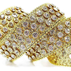 Rhinestone Gold Strap with Diamond White Studded Rhinestone Bb Belt