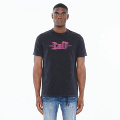 Camiseta CULT de manga corta y cuello redondo con logo de raya diplomática, color negro acero 625A5-K29A