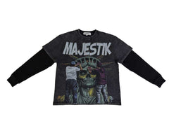 MAJESTIK MEN’S GARMENT DYED TWOFER(W/THERMAL) TW2587 BLACK