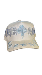 REYESF HAT SIEMPRE CON DIOS WHITE/LIGHT BLUE CRUZ V2