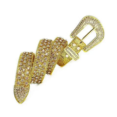 Rhinestone Gold Strap with Diamond White Studded Rhinestone Bb Belt