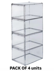 Shoe Boxes- 4 Sneakers Box - HARD PLASTIC - CLEAR. 4 in a Pack