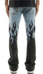 Vaqueros pitillo acampanados KDNK FLAME KND4744 azul