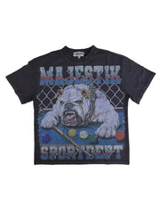 MAJESTIK T-SHERT BLACK MEN’S GARMENT DYED DTG PRINT
