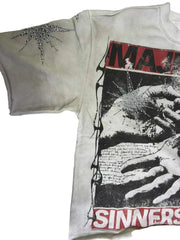 MAJESTIK MEN'S GARMENT DYED F.TERRY DTG GRAPHIC TEES(W/RHINESTONE)