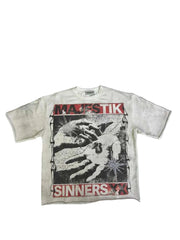 MAJESTIK MEN'S GARMENT DYED F.TERRY DTG GRAPHIC TEES(W/RHINESTONE)