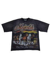 MAJESTIK MEN’S GARMENT DYED PRINT TEE FT2575 BLACK