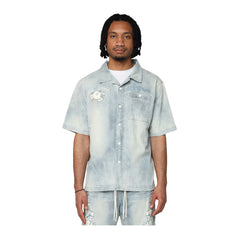 Smoke Rise Mens SS Button Front SET  WH25294  Elm Blue