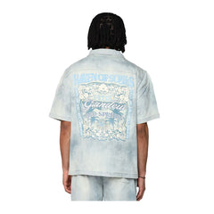 Smoke Rise Mens SS Button Front SET  WH25294  Elm Blue