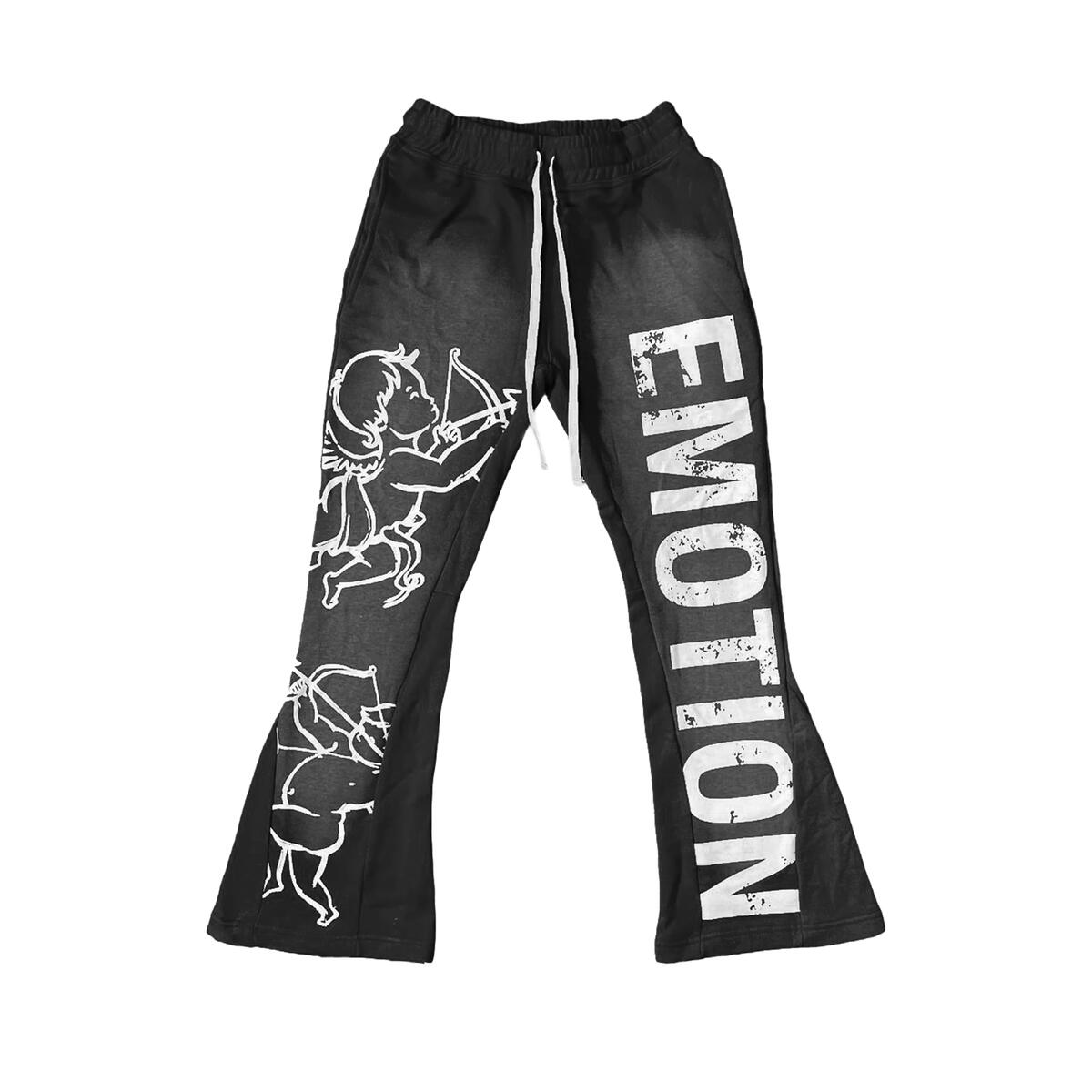 EMOTION Black “Cupid” Flare Sweatpants