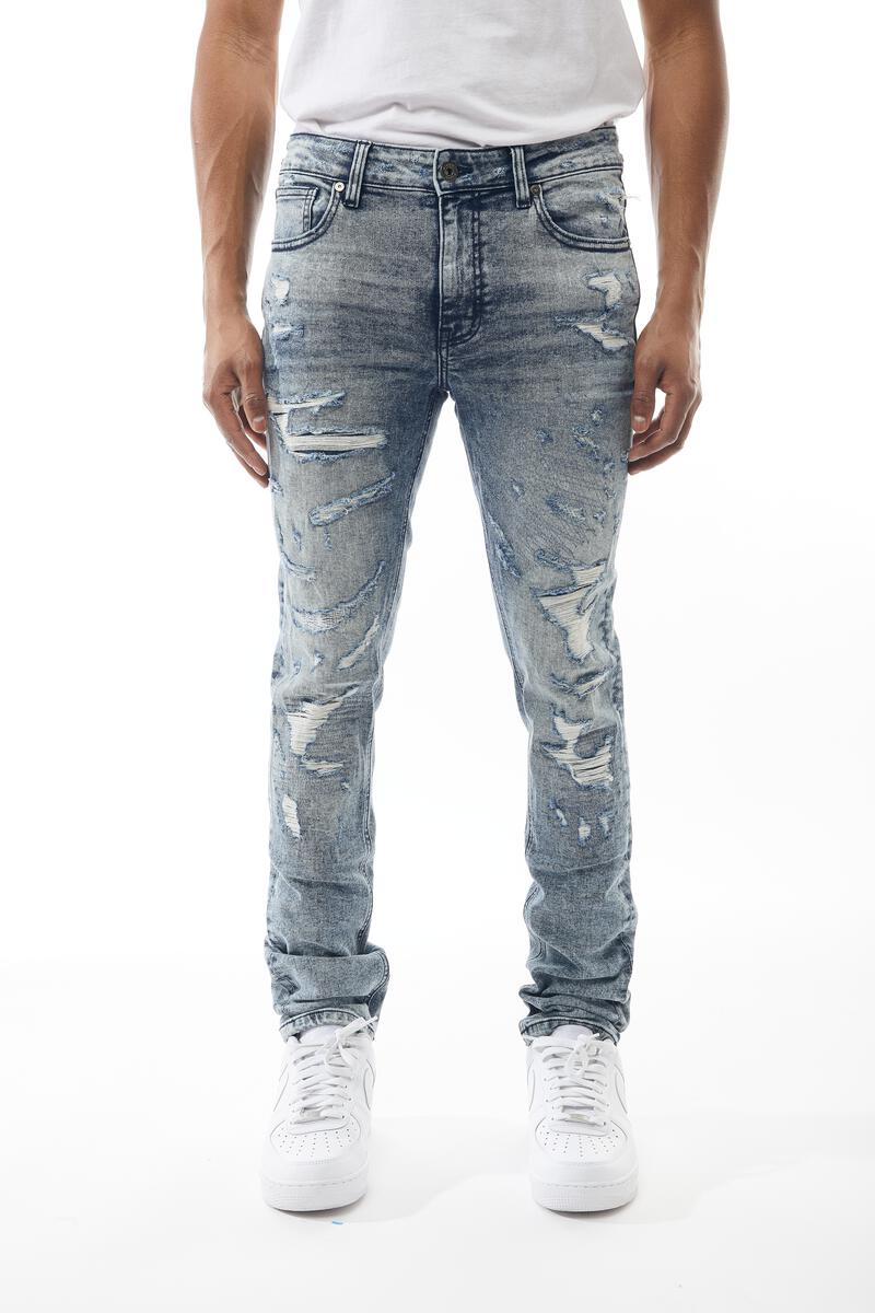 M SOCIETY  Denim Jeans with Rips & Repair MS-80320 SNOW