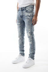 M SOCIETY  Denim Jeans with Rips & Repair MS-80320 SNOW