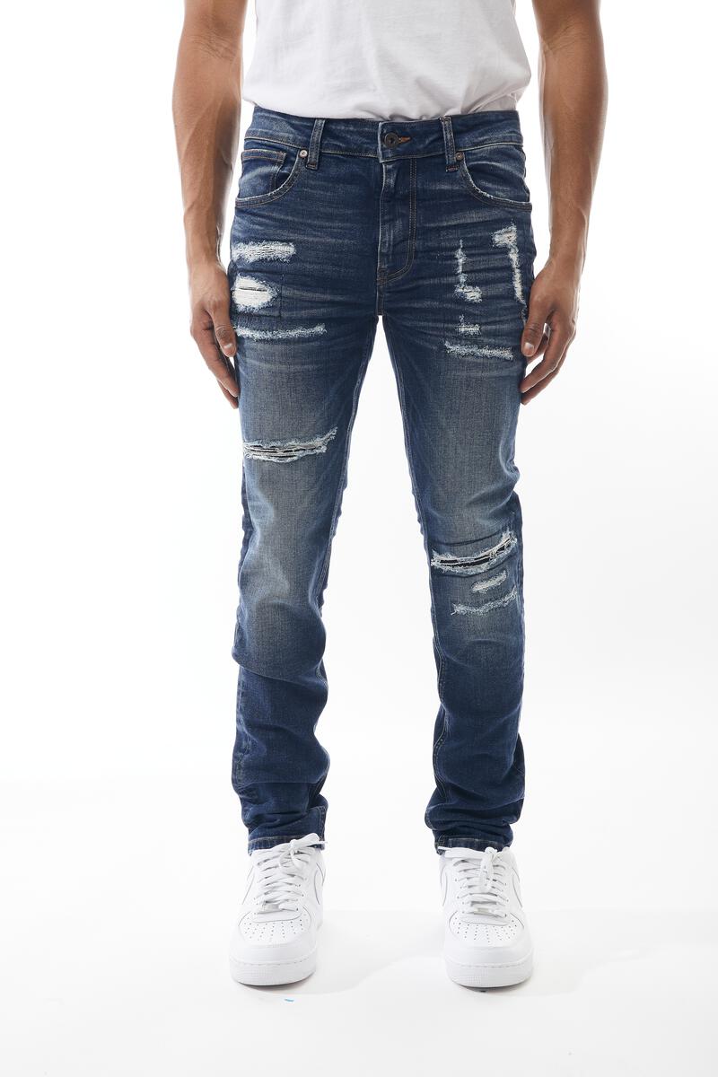 M SOCIETY Men's Denim Jeans with Rips & Repair MS-80321