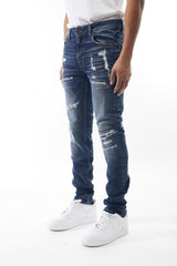 M SOCIETY Men's Denim Jeans with Rips & Repair MS-80321