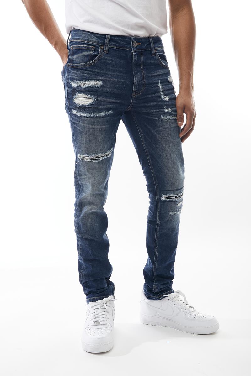 M SOCIETY Men's Denim Jeans with Rips & Repair MS-80321