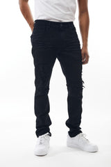 M SOCIETY Denim Jeans W/Rips & Repair MS-80326 JET BLACK