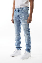 M SOCIETY Denim Jean W/ Rips and Repair MS-80328 SKYBLUE