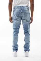 M SOCIETY Denim Jean W/ Rips and Repair MS-80328 SKYBLUE