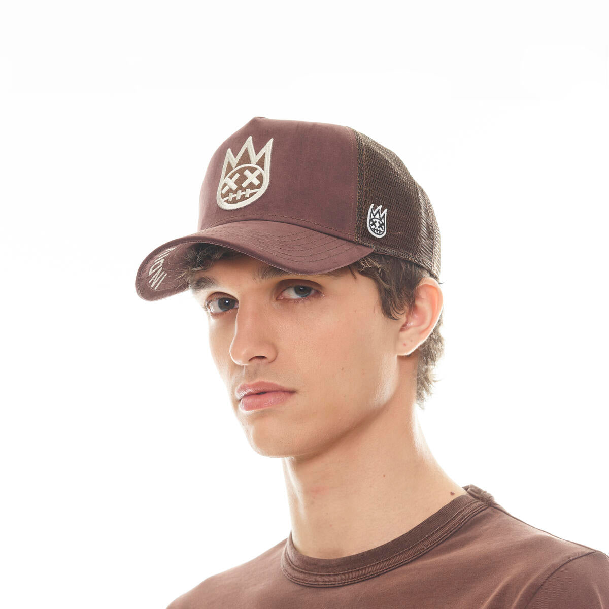 CULT SHIMUCHAN LOGO MESH BACK TRUCKER HAT 624BC-CH43A VINTAGE BROWN