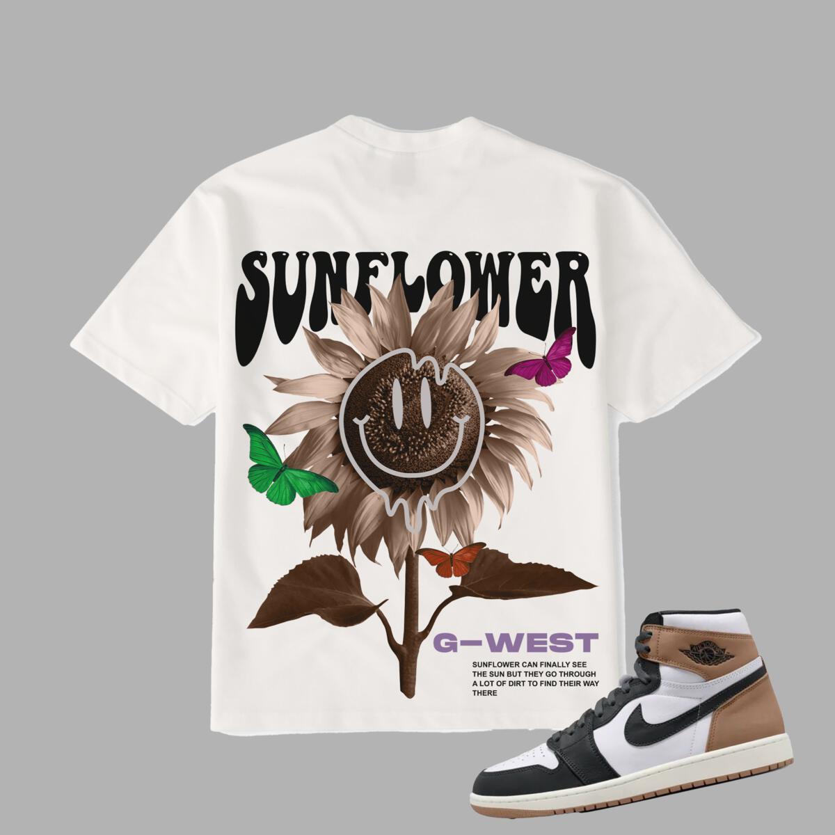 G WEST SUNFLOWER WHITE TEE