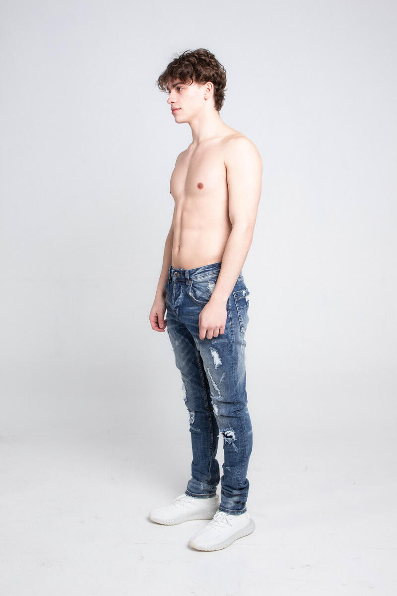 ARMOR JEANS SKINNY RIPPED A406 DK BLUE