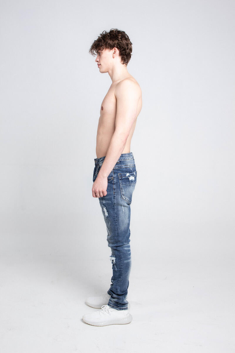 ARMOR JEANS SKINNY RIPPED A406 DK BLUE