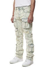 SMOKE RISE UTILITY MULTI CARGO COLORED JEANS JP24232 SEAFOAM